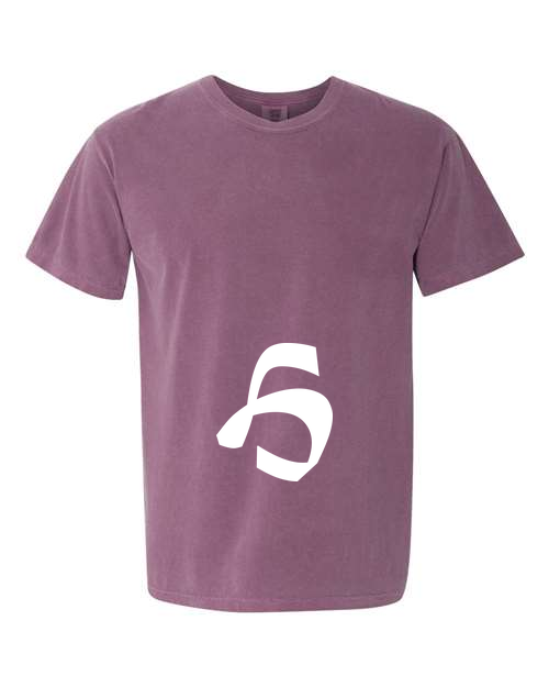 Alphabet H T-Shirt 9 inch calligraphy White ink, Berry