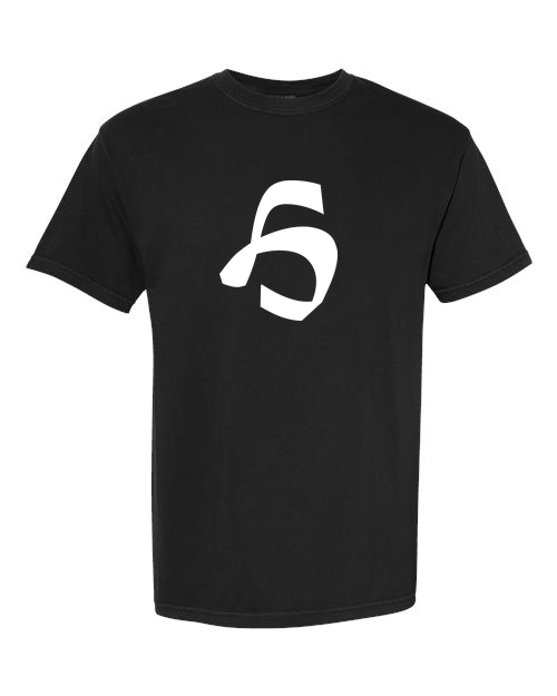 Alphabet H T-Shirt 9 inch calligraphy White ink, Black