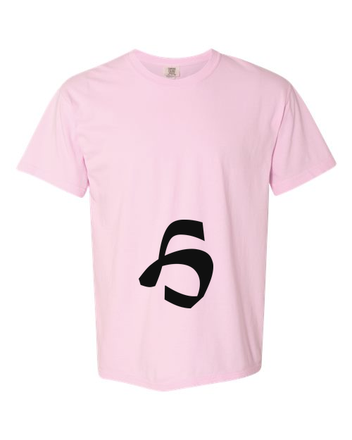 Alphabet H T-Shirt 9 inch calligraphy Black ink, Blossom