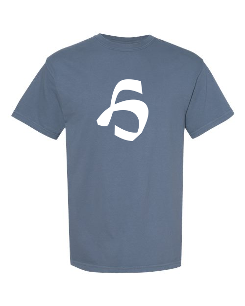 Alphabet H T-Shirt 9 inch calligraphy White ink, Blue Jean