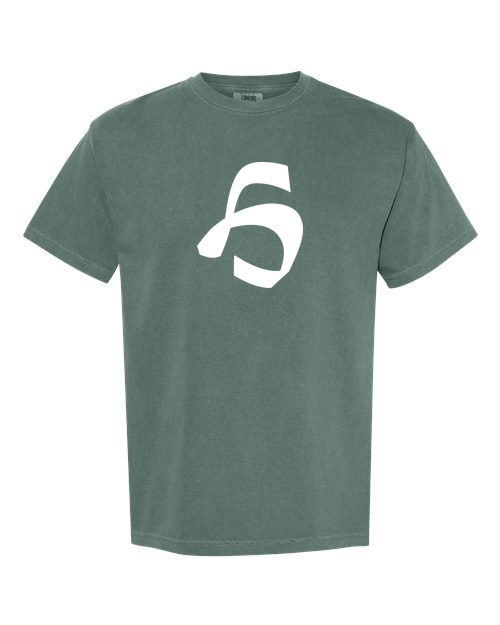 Alphabet H T-Shirt 9 inch calligraphy White ink, Blue Spruce