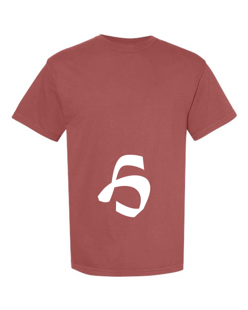 Alphabet H T-Shirt 9 inch calligraphy White ink, Brick