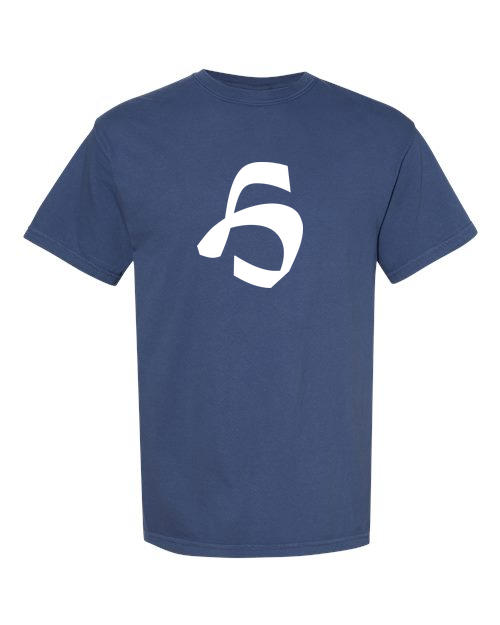 Alphabet H T-Shirt 9 inch calligraphy White ink, China Blue