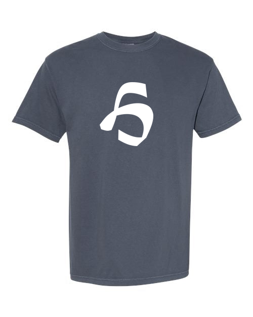 Alphabet H T-Shirt 9 inch calligraphy White ink, Denim
