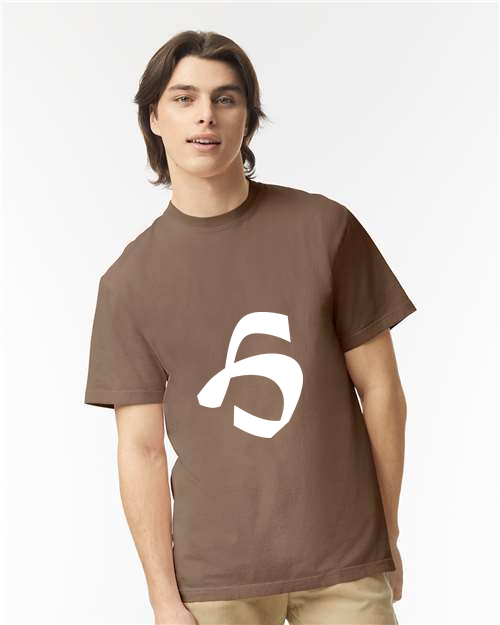 Alphabet H T-Shirt 9 inch calligraphy White ink, Espresso