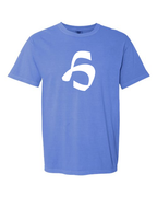 Alphabet H T-Shirt 9 inch calligraphy White ink, Flo Blue