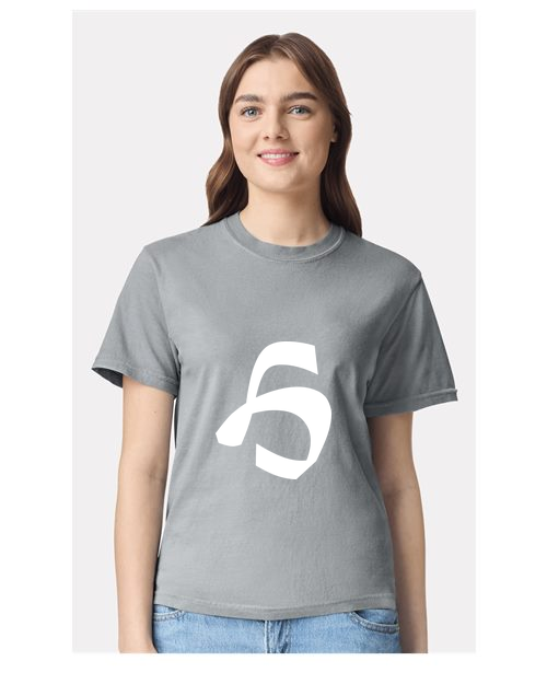 Alphabet H T-Shirt 9 inch calligraphy White ink, Granite