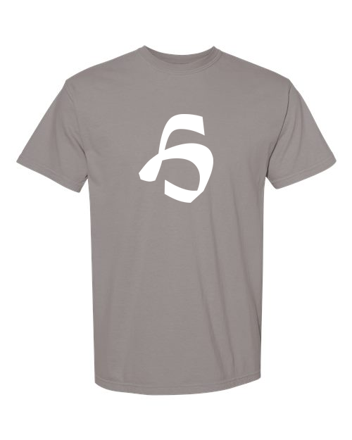 Alphabet H T-Shirt 9 inch calligraphy White ink, Grey