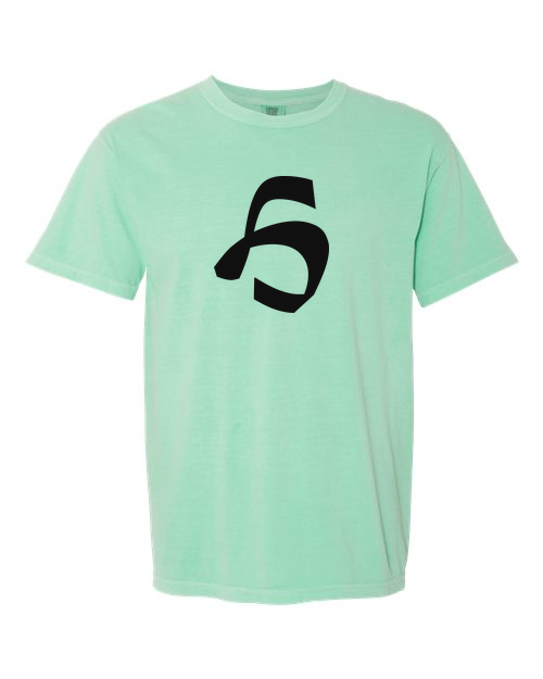 Alphabet H T-Shirt 9 inch calligraphy Black ink, Island Reef