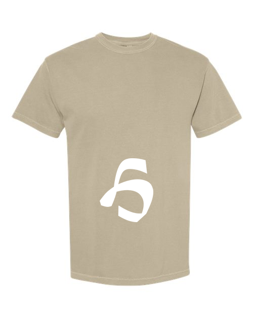 Alphabet H T-Shirt 9 inch calligraphy White ink, Khaki