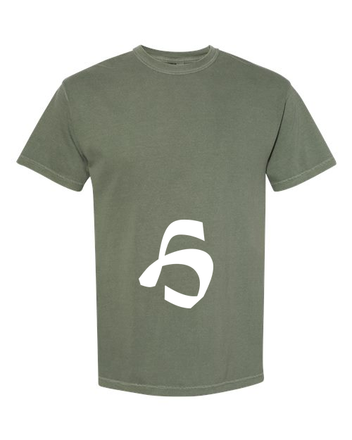 Alphabet H T-Shirt 9 inch calligraphy White ink, Moss