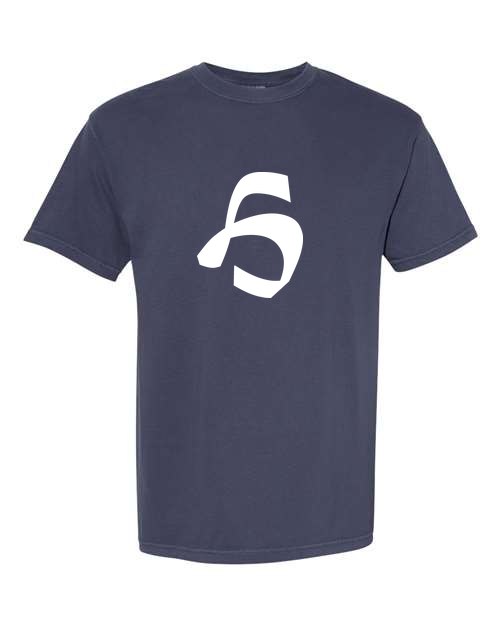 Alphabet H T-Shirt 9 inch calligraphy White ink, Navy