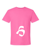 Alphabet H T-Shirt 9 inch calligraphy White ink, Neon Pink