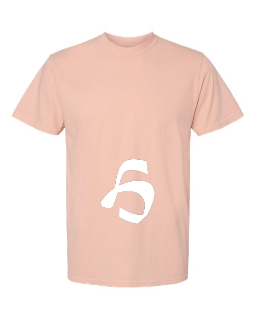 Alphabet H T-Shirt 9 inch calligraphy White ink, Peachy