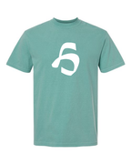 Alphabet H T-Shirt 9 inch calligraphy White ink, Seafoam