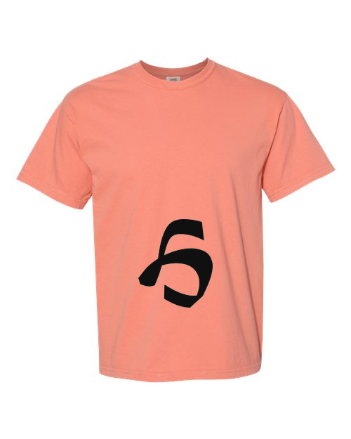 Alphabet H T-Shirt 9 inch calligraphy Black ink, Terracotta