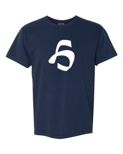 Alphabet H T-Shirt 9 inch calligraphy White ink, True Navy