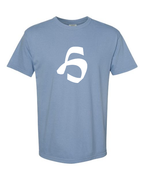 Alphabet H T-Shirt 9 inch calligraphy White ink, Washed Denim
