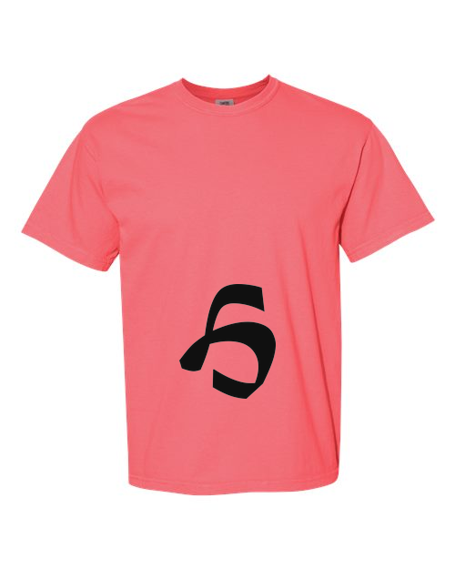 Alphabet H T-Shirt 9 inch calligraphy Black ink, Watermelon
