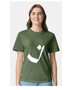 Alphabet I T-Shirt 9 inch calligraphy White ink, Hemp