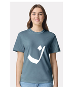 Alphabet I T-Shirt 9 inch calligraphy White ink, Ice Blue