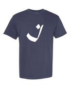 Alphabet I T-Shirt 9 inch calligraphy White ink, Navy