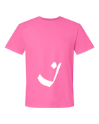Alphabet I T-Shirt 9 inch calligraphy White ink, Neon Pink