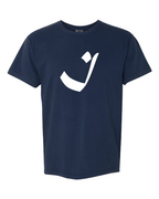 Alphabet I T-Shirt 9 inch calligraphy White ink, True Navy