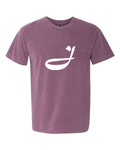 Alphabet J T-Shirt 9 inch calligraphy White ink, Berry