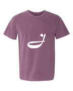 Alphabet J T-Shirt 9 inch calligraphy White ink, Berry