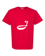 Alphabet J T-Shirt 9 inch calligraphy White ink, Red