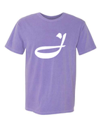 Alphabet J T-Shirt 9 inch calligraphy White ink, Violet