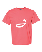 Alphabet J T-Shirt 9 inch calligraphy White ink, Watermelon