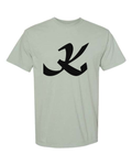 Alphabet K T-Shirt 9 inch calligraphy Black ink, Bay