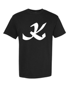 Alphabet K T-Shirt 9 inch calligraphy White ink, Black