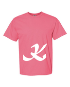 Alphabet K T-Shirt 9 inch calligraphy White ink, Crunchberry