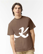 Alphabet K T-Shirt 9 inch calligraphy White ink, Espresso