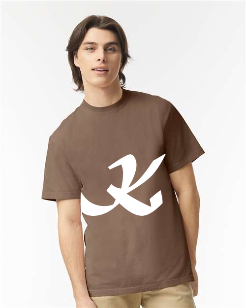 Alphabet K T-Shirt 9 inch calligraphy White ink, Espresso