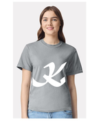 Alphabet K T-Shirt 9 inch calligraphy White ink, Granite