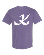 Alphabet K T-Shirt 9 inch calligraphy White ink, Grape