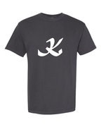 Alphabet K T-Shirt 9 inch calligraphy White ink, Graphite