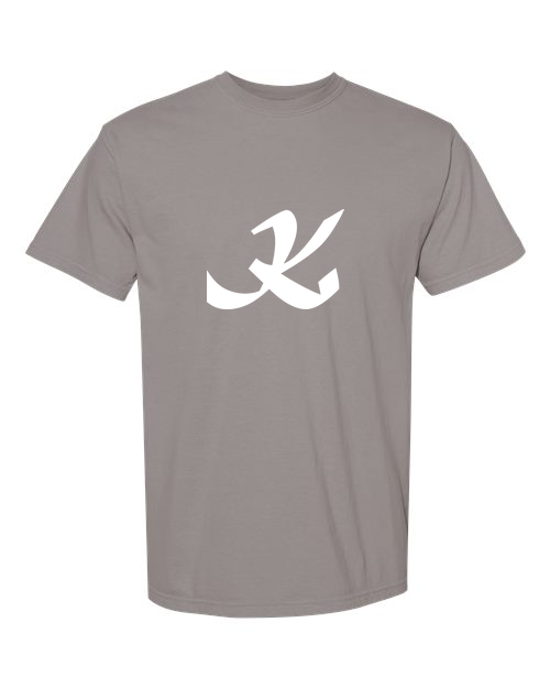 Alphabet K T-Shirt 9 inch calligraphy White ink, Grey