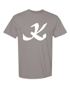 Alphabet K T-Shirt 9 inch calligraphy White ink, Grey