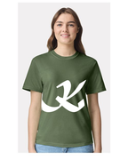 Alphabet K T-Shirt 9 inch calligraphy White ink, Hemp