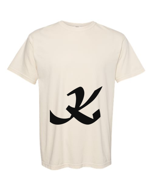 Alphabet K T-Shirt 9 inch calligraphy Black ink, Ivory