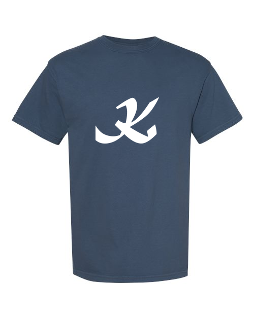 Alphabet K T-Shirt 9 inch calligraphy White ink, Midnight