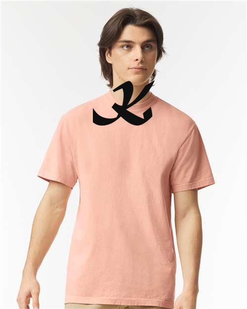 Alphabet K T-Shirt 9 inch calligraphy White ink, Peachy