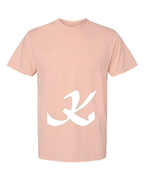 Alphabet K T-Shirt 9 inch calligraphy White ink, Peachy