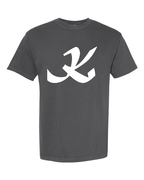 Alphabet K T-Shirt 9 inch calligraphy White ink, Pepper