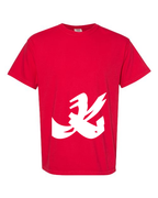 Alphabet K T-Shirt 9 inch calligraphy White ink, Red